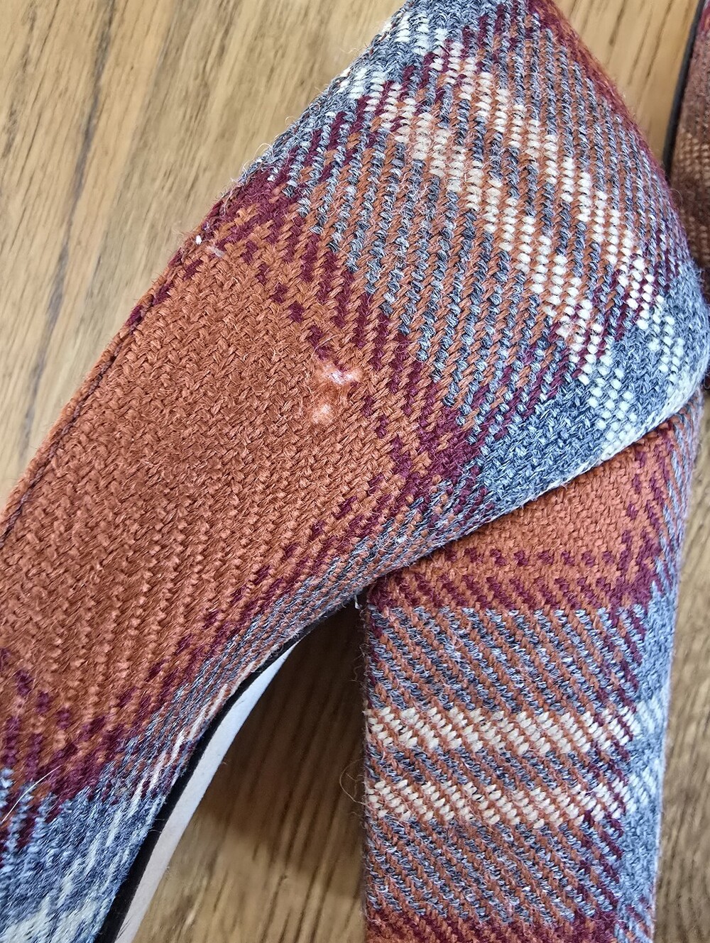 Bettye Muller Orange and Gray Plaid Block Heel Pumps - Picture 11 of 12